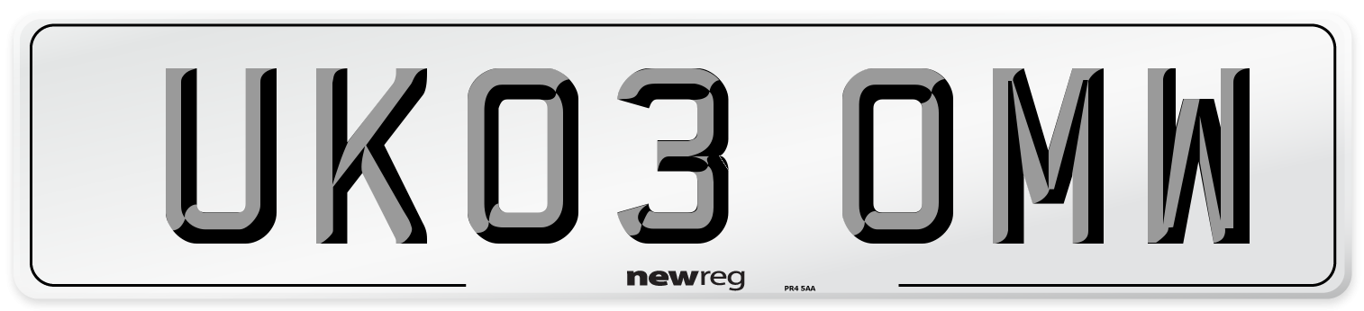 UK03 OMW Number Plate from New Reg